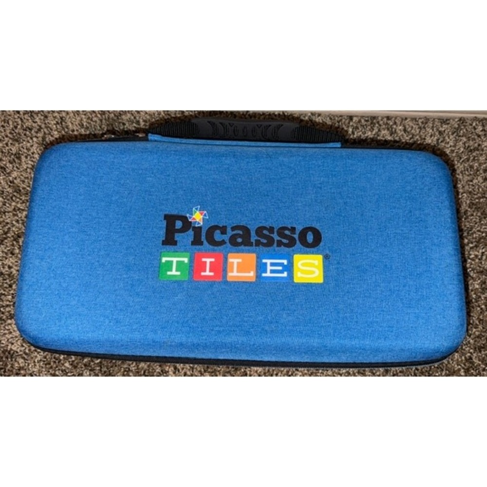 PicassoTiles Hard Shell Storage Carrying Case Blue Magnetic Building Block Bag